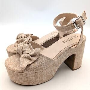Journee Collection Zenni Bow Platform Sandals Women's Beige Size US9.5 EU40